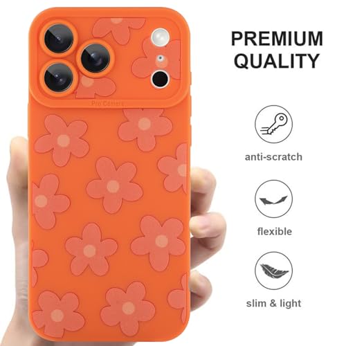 Image of ZIYE for iPhone 17 Pro Max Case Orange Flower Pattern Phone Case