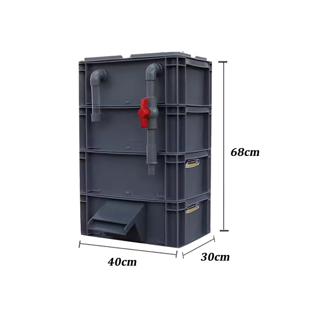 Filtre d'aquarium, boîte de Filtration - Système de biofiltration en Cascade pour Aquariums à Poissons et Tortues, Gris 40x30x68cm, améliore la qualité de l'eau, idéal pour Les Aquariums d'e