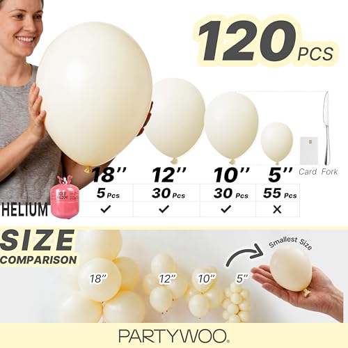 Image of PartyWoo Pastel Yellow Balloons 120pcs Light Pale Yellow Different Sizes | 18 12 10 5 Inch Balloons for Easter Little Cutie Bee Birthday Little Cutie Bee Bridal Shower Party Decorations Yellow-Q07