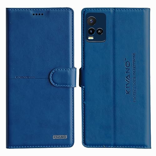Image of KIVANO Compatible with Vivo Y33S / Vivo Y21s / Vivo Y21 (2021) / Vivo Y21e Flip Cover | Leather Finish | Inside Pockets & Inbuilt Stand | Shockproof Wallet Style Magnetic Closure Back Cover Case