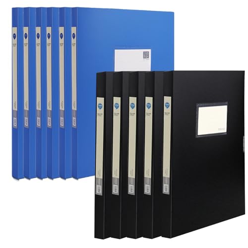 Ecocoer 厚手プラスチック A4ファイルボックス ブルー 折りたたみ式 書類収納ボックス オフィス用品 契約書 会計書類 保管ケース 収納ボックス 書類整理 ファイル収納 家庭用 (ブルー +ブラック,20mm)