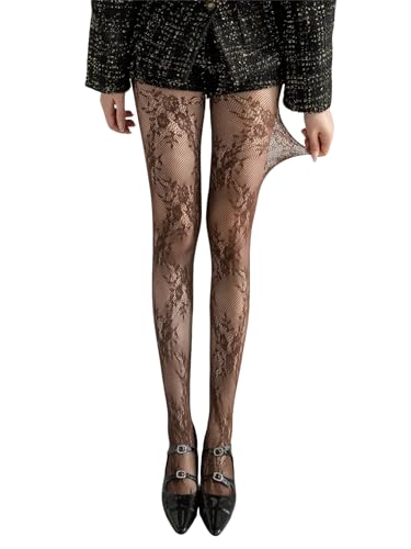 Image of SHENHE Women's Patterned Fishnet Tights High Waist Pantyhose Floral Stockings