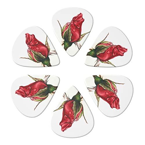 ASDTEHCY Lot de 6 médiators en celluloïd, peinture en forme de rose rouge, pour guitares acoustiques, électriques… - Les Beatles, Paul McCartney, John Lennon, RIngo Starr, George Harrison ASDTEHCY Lot de 6 médiators en celluloïd, peinture en forme de rose rouge, pour guitares acoustiques, électriques… – Image 3
