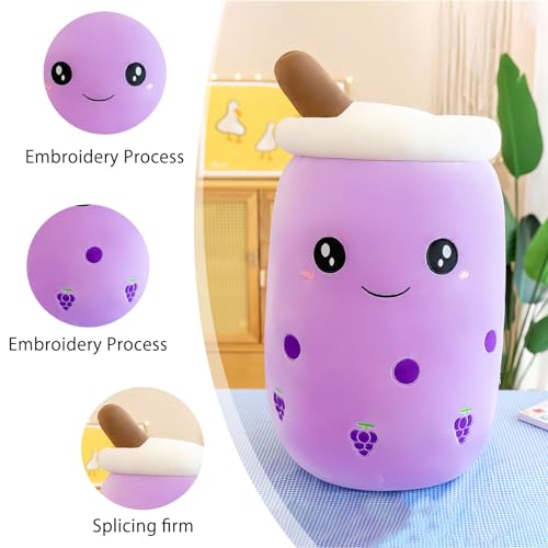 DAWRIS Bubble Tea Plüschkissen, Plüschtier Stofftier Boba Tea 25cm ilchtee Tasse Plush Plüschkissen Weich Kuscheltier Plüschkissen Spielzeug für Weihnachten, Geburtstag (Lila)