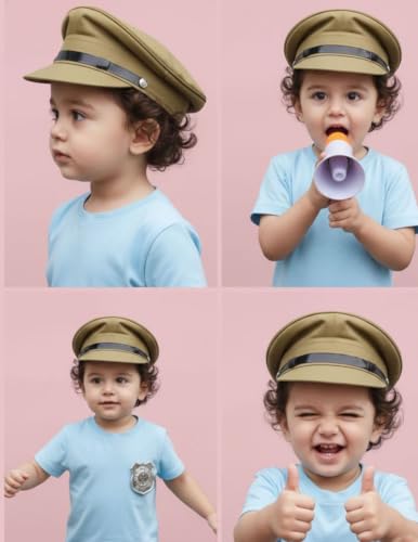 Image of BookMyCostume Police Inspector Commissioner Khakhi Cap for Boys and Men 2-6 Years Brown