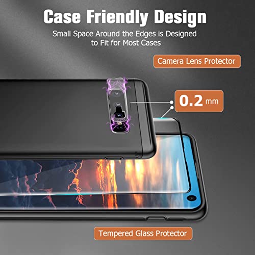 [2+2 Pack] S10 Screen Protector Include 2 Pack Glass Screen Protector + 2 Pack Camera Lens Protector, Fingerprint Unlock, 9H Hardness, Bubble-Free, 3D Curved, Easy Install For Samsung Galaxy S10(6.1'') #TOP5