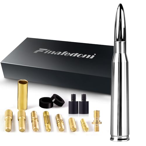 Chrome Bullet Antenna 50 Cal Bullet Car Truck Antenna Truck Accessories Silverado 1500 F150 F250 F350 Ram 1500 GMC Sierra 1500 Ranger Short Replacement Antena (Chrome 5.5inch)