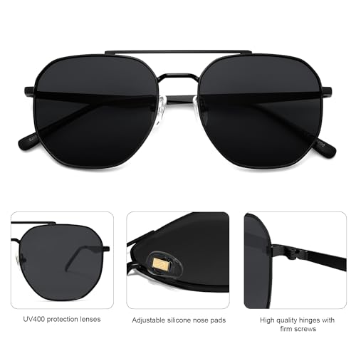 SOJOS Classic Square Aviator Sunglasses for Women Men Retro Hexagon UV400 Protection Shades SJ12223