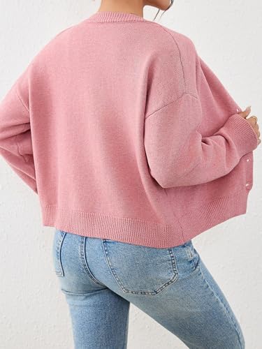 Image of Ibeauti Cropped Cardigan Sweaters for Women 2026 Trendy Spring Y2k Outfit Long Sleeve Button up Open Front Short Knit Sweater