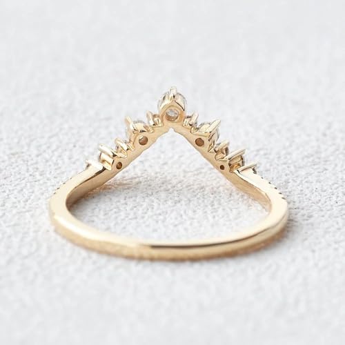 YDD Moissanite Wedding Band S925 10K 14K 18K Gold Vintage Inspired V Shaped Wedding Band Unique Wedding Rings for Women Free Engraving3