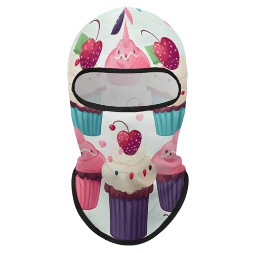Balaclava para hombre, máscara facial de invierno con diseño de cupcakes, corazones y dulces, para ciclismo, esquí y actividades al aire libre