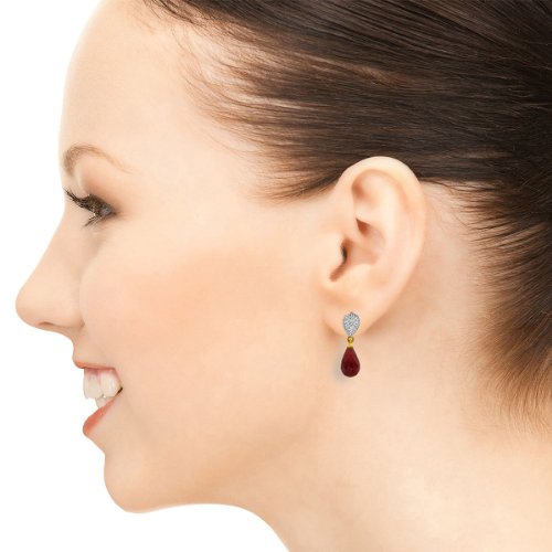 14k Solid Gold Ruby Drop Earrings3