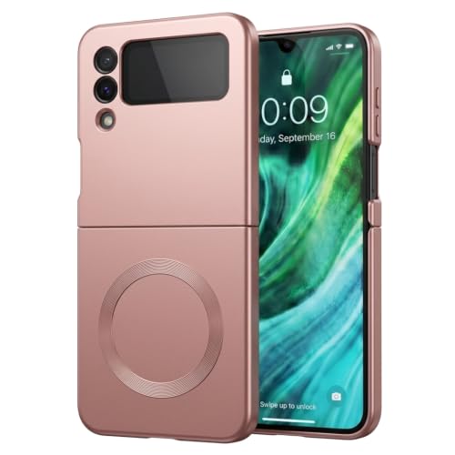 Image of amazon basics Premium Mag-Safe Case for Samsung Galaxy Z Flip 3 5G | Shockproof & Anti-Scratch Cover | Soft Silicone with Wireless Charging | Camera Lens Guard - Rose Gold