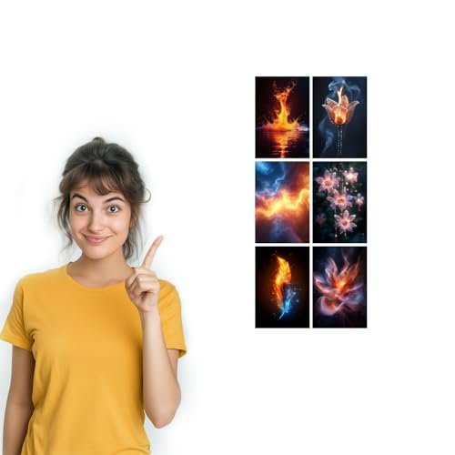 Image of SiddArtify Abstract Fire and Ice Wall Art Poster Print Set - Modern Home Decor for Living Room Office Bedroom - Set of 2-4x6 Inch - Board (Pack of 6) - Sticker (Pack of 6)