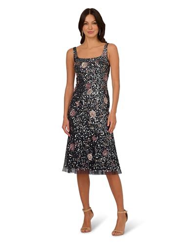 Adrianna Papell Women's Bead Flounce Hem Dress