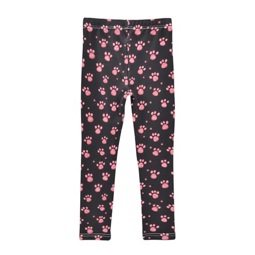 Cute Pink Dog Paw Prints Girls Leggings Kids Yoga Pants Athletic Tights Pants 4-10 Years2
