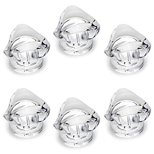 MroMax 6Pcs Tiny Pull Handle Triangle Acrylic Knob Self-Stick Mini Knob 19mm Diameter Small Size Knob Clear Shiny Knob Cute Decoration for Jewelry Box, Gift Case and Makeup Box