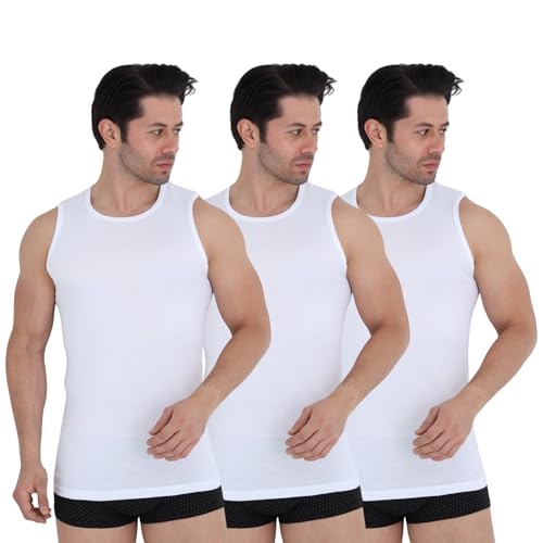 UNDEREA Herren Unterhemd 3er Pack Weiß, 100% Baumwolle Tank Top, Atmungsaktive Muskelshirts & Achselshirts, Ärmellos mit Rundhals für Sport, Freizeit & Business, M