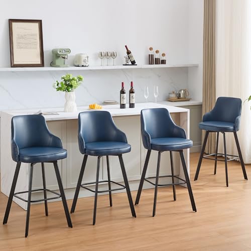 Image of Bar Stools Bar Height Set of 4, 30 inch Stools with Back for Kitchen Island