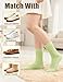 Chalier 6 Pairs Womens Crew Socks, Retro Casual Knit Socks Soft Cotton Sock for Women, Mixed Color