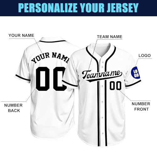 Image of Custom Baseball Jersey Personalized Stitched or Printed Name Number Baseball Shirt Sports Uniform Gifts for Men Women Youth