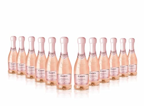 Canti - Prosecco D.O.C. Rosè Millesimato, Vin Petillant Extra Sec Petite Bouteilles, Élaboré à Partir du Cépage Glera et Pinot Noir de Venise, Goût Frais et Doux, 12x200 ml