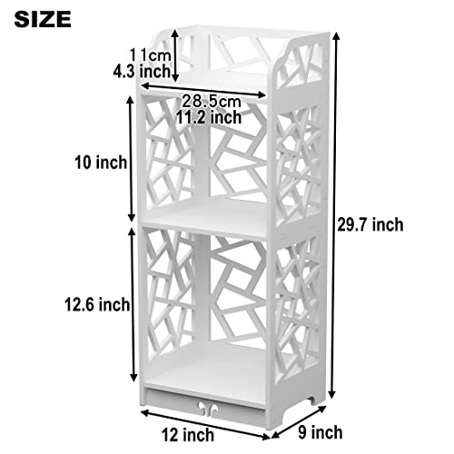 Rerii Small Bookshelf, Bookcase For Small Spaces, 3 Tier 2 Shelf Bookshelves Bookcases, Book Case Shelves For Kids Room, Living Room, Bedroom, Bathroom And Office, White #TOP2