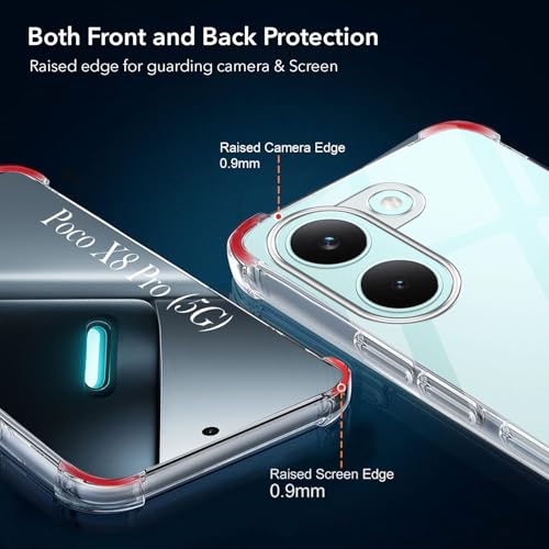 Image of Jkobi Shockproof Crystal-Clear Back Cover for Poco X8 Pro 5G (Anti Yellow Case | Drop & Camera Protection | Hard Polycarbonate)