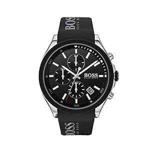BOSS Men’s Stainless Steel Quartz Watch with Silicone Strap, Black, 22 (Model: 1513716)