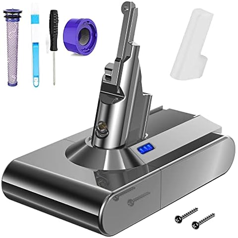V8 Battery, Homesuit 21.6V 5000mAh SV10 Battery for Dyson V8 Fluffy,V8 Absolute,V8 Animal Cordless,V8 Motorhead Vacuum,SV10 Cordless Handheld Vacuum Cleaner with 2 Filters+Cleaning Brush+Screwdriver Cover