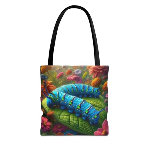 Premium Blue Morpho Caterpillar Tote Bag with Reinforced Stitching on Handles