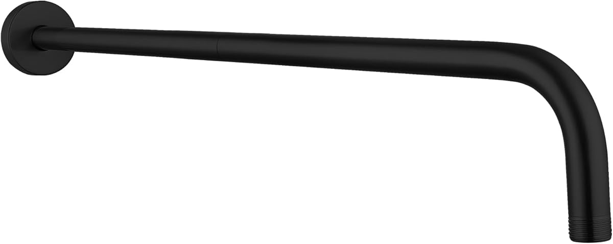 Shower Arm with Flange, 24 Inches Wall Mount Replacement Extension Showerhead Arm For Fixed Shower Head, Matte Black