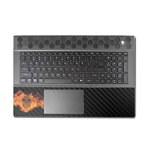 Image of MightySkins Carbon Fiber Skin Compatible with Alienware M18 R1 (2023) Full Wrap Kit - Fire Skull | Protective, Durable Textured Carbon Fiber Finish | Easy to Apply & Change Styles | Made in The USA