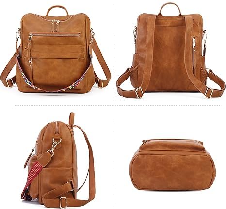 Image of Women's Stylish PU Leather Backpack Handbag | Trendy Shoulder Bag for College, Office, Travel & Daily Use | Convertible Backpack Purse with Multi Pockets