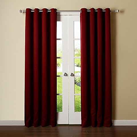 Empire Furniture USA Amy Solid Thermal Blackout Grommet Window Curtain 2 Panels with Shiny Back to Reflect Sunshine - 74" Wide (63" Short, Burgundy) Cover