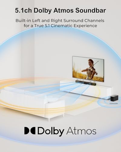 undefined ULTIMEA 5.1CH Surround Sound Bar with Subwoofer, Dolby Atmos, VoiceMX, BassMX, APP, 300W Soundbar for Smart TV, Home Theater Surround Sound System for TV, BT 5.4, Poseidon M60 (2025 Model) の商品画像 2