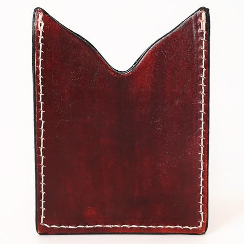 American Darling Floral Women & Men Hand Carved Genuine Leather Card Holder Turquoise/Brown | Handcrafted Western Belt3