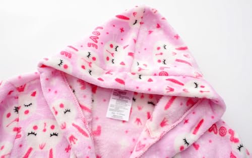 Image of Girls Soft Fleece Robes Plush Hooded Bathrobes Sleepwear for Kids 2-16 Years
