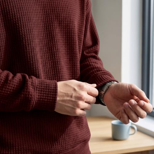 Waffle Shirts for Men Long Sleeve V Neck Fake 2 Piece Casual Layered Shirt - image 6