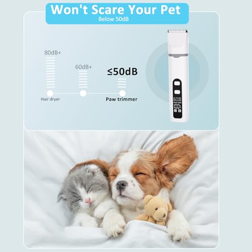 Dog Clippers for Grooming, 4 in 1 Dogs Paw Trimmer Pet Grooming Kit, Low Noise Dog Shavers with Nail Grinder Quiet, Rechargeable Cordless Electric Pets Clippers, 2-Speed Pet Hair Trimmer for Dogs Cat - Image 4