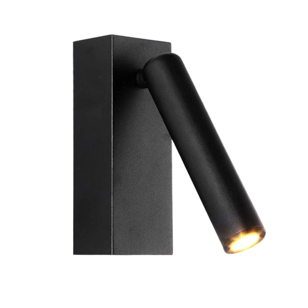 HYJAUSXB Bedside Reading Wall Lamp with Switch 3W Warm Light Sconces, 3000K Mount Spot Lights, LED Sconce Rotatable Interior Indoor Spotlight Adjustable Black