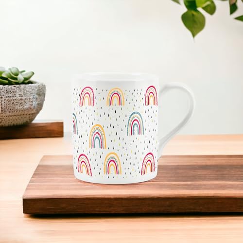 Purely Home Rainbow Mug - Happy Pink & Yellow Raindrops - Small Bone China Cup Tea/Coffee Present Gift, 1 Mug - Image 3