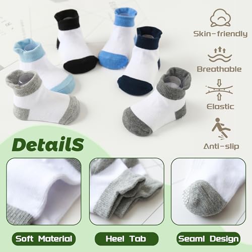 Image of HYCLES Toddler Girl Socks, 12 Pairs Non Slip Ankle Toddler Socks for 1-7 Years Baby Girls Kids