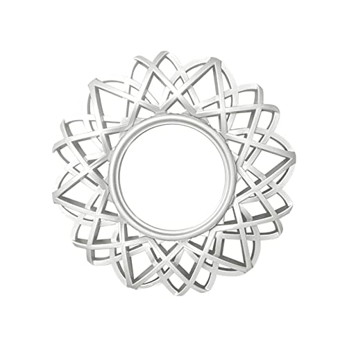 Kodxylytix Espejo nórdico para colgar en la pared, espejo redondo para sala de estar o dormitorio, color plateado, 25 x 25 cm