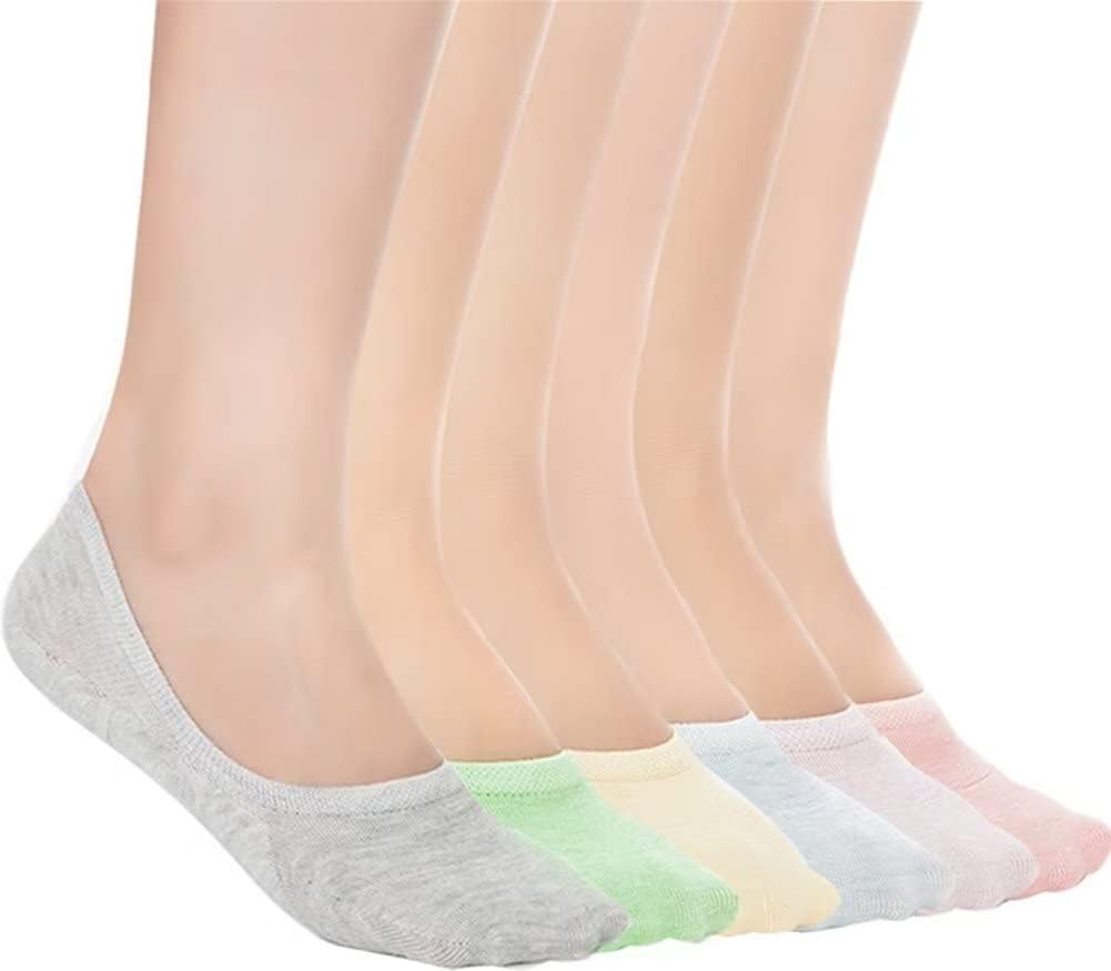 Losa KuteWomen's Casual No Show Socks Athletic Cotton Liner Socks Thin Low Cut Anti-Slip Socks 6 Pairs