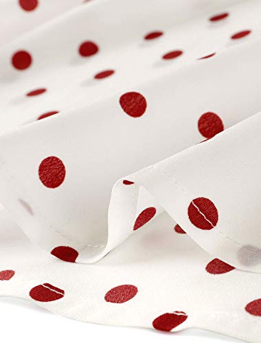 Allegra K Women's Ruffle Neck Long Sleeve Vintage Polka Dot   s Tunics Blouse Shirt L White Red