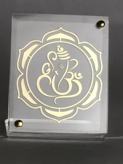 Gold Plated Ganesh Ji Photo Frame For Car DashBoard, Home Decor, Office (Set of 1)