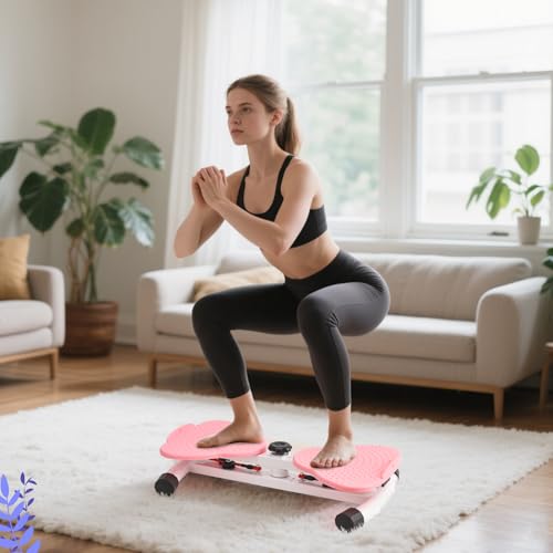 LTFIOON Twist Board,Twist Waist Disc Board mit Kordelzug,100KG Tragkraft,Stehendes Bauchübungsbrett,Twist Board Abnehmen Geräte für Fußmassage, Gewichtsverlust,Taillentwister für Zuhause/Büro (Rosa)