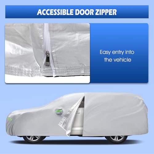 Image of Car Cover Fit for Mercedes Benz E-Class Sedan E300 E350 E450 /E43 E53 E63 AMG (2006-2026), Migaven Waterproof Full Exterior Cover Sun Rain Protection with Door Zipper, Silver