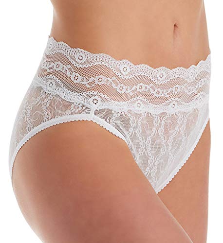 b.tempt'd by Wacoal Women's Lace Kiss Hi Leg Brief Panty, White, M